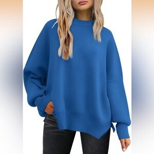 Cozy Oversized Blue Crewneck Sweater